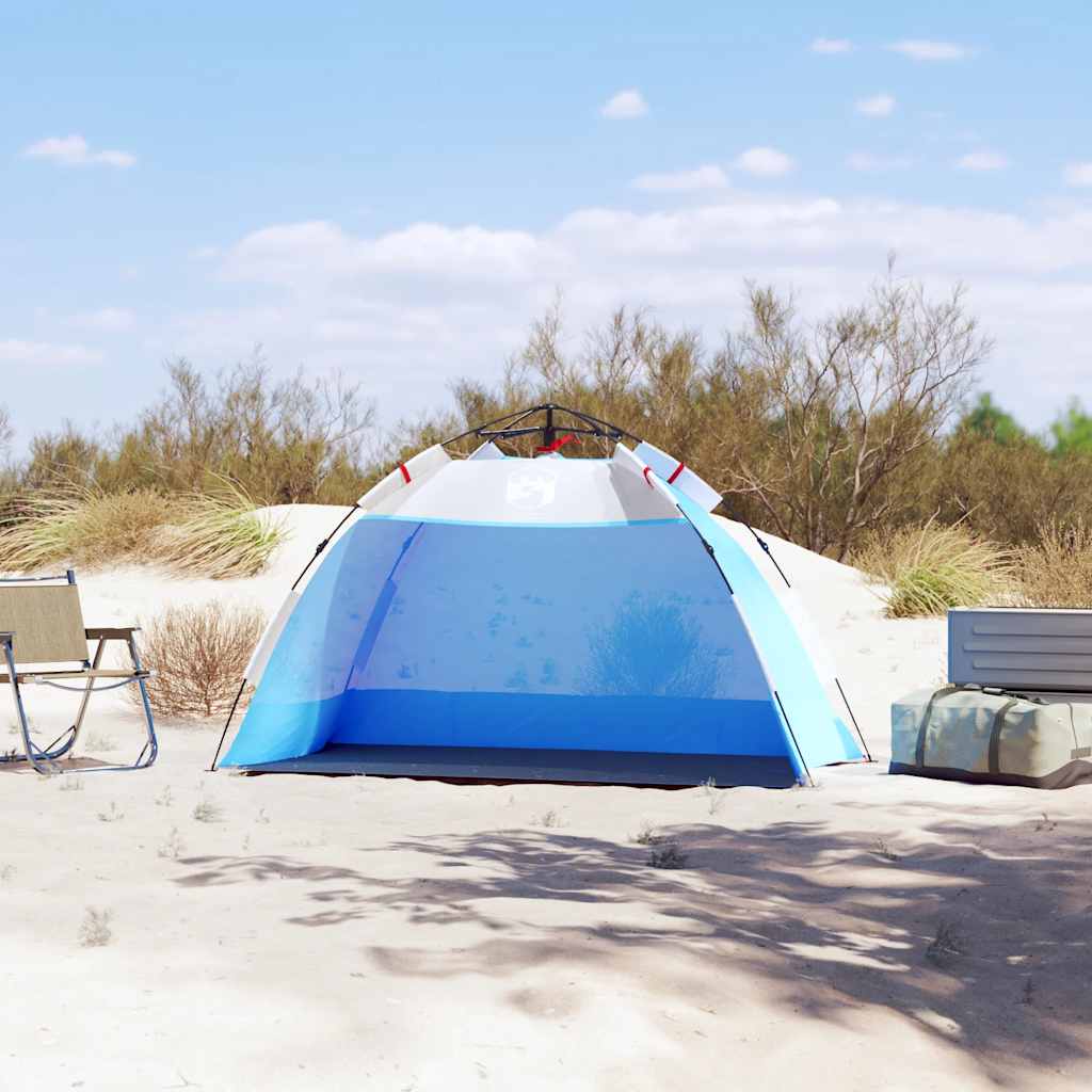 Tenda praia 2 pessoas libertação rápida impermeável azul ciano