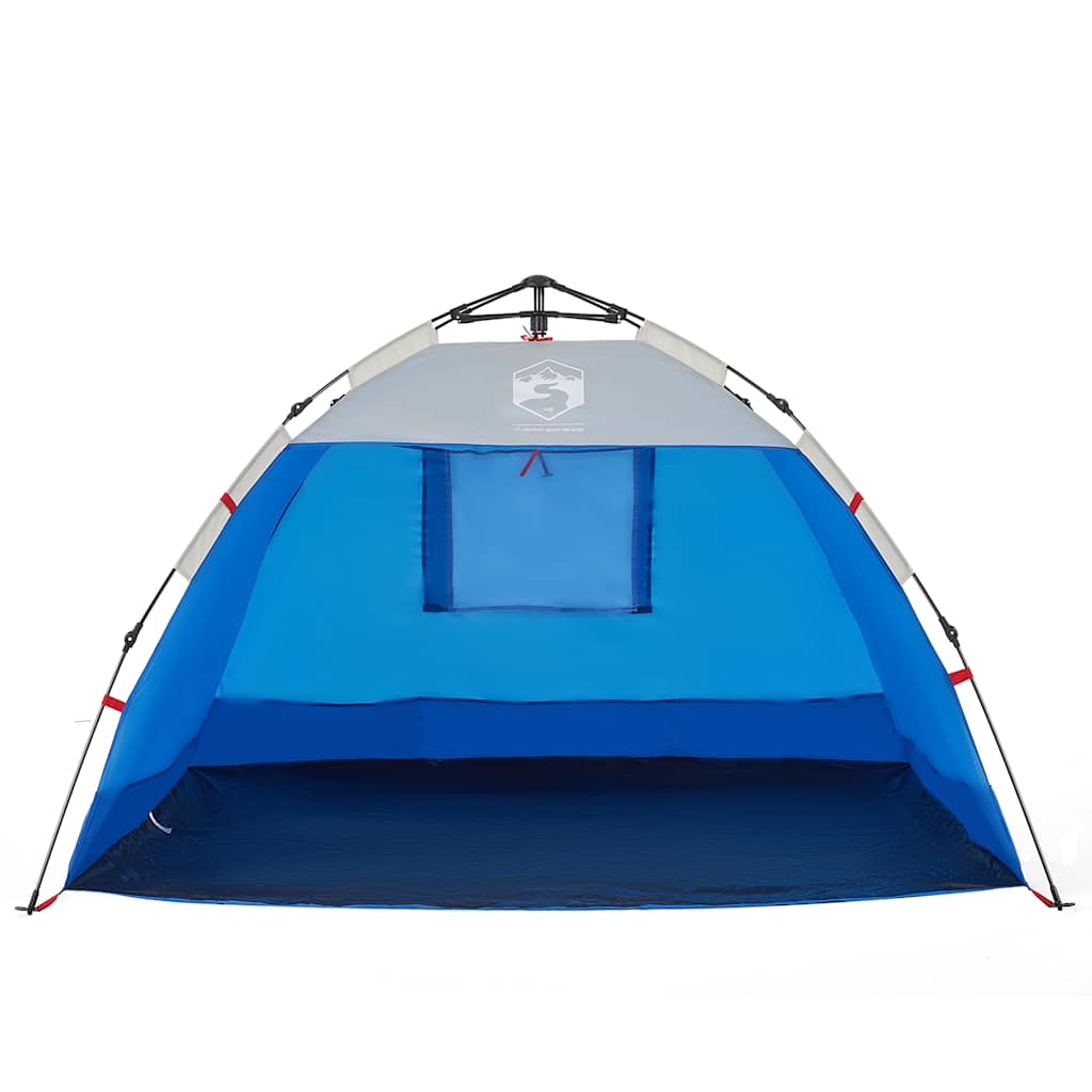 Tenda praia 2 pessoas libertação rápida impermeável azul ciano