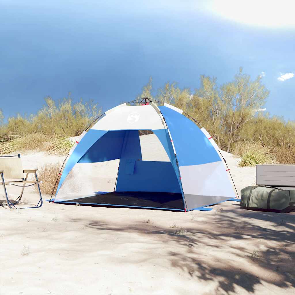 Tenda praia 2 pessoas libertação rápida impermeável azul ciano