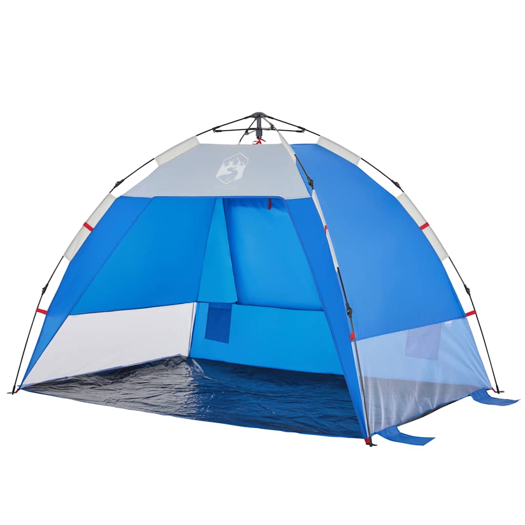 Tenda praia 2 pessoas libertação rápida impermeável azul ciano