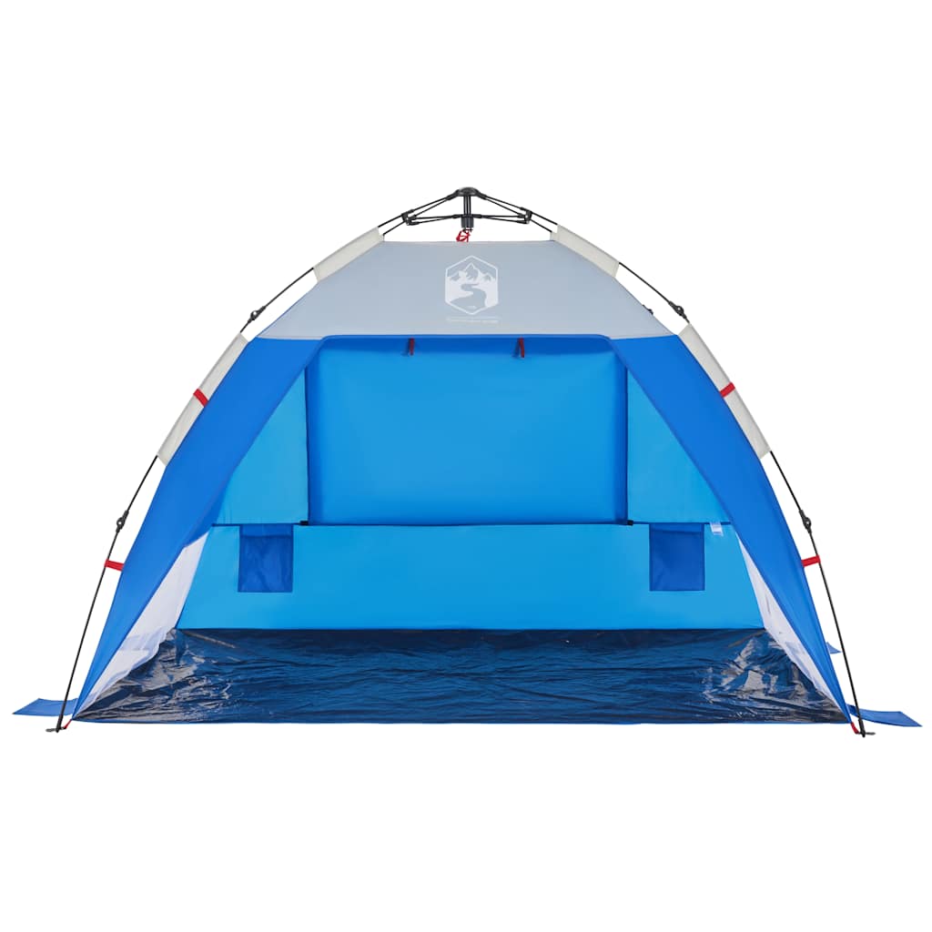 Tenda praia 2 pessoas libertação rápida impermeável azul ciano