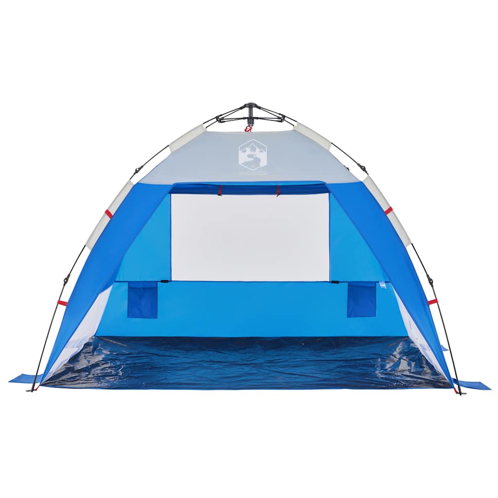 Tenda praia 2 pessoas libertação rápida impermeável azul ciano