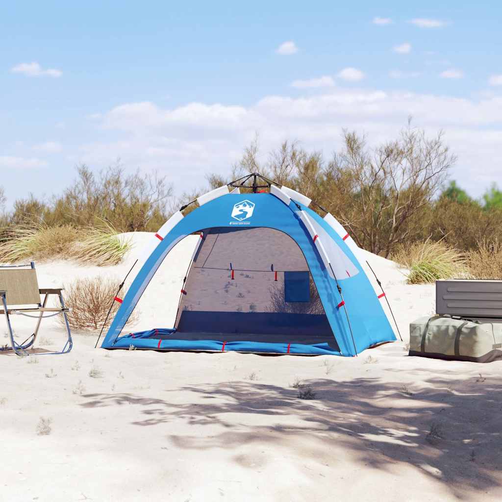 Tenda praia 2 pessoas libertação rápida impermeável azul ciano