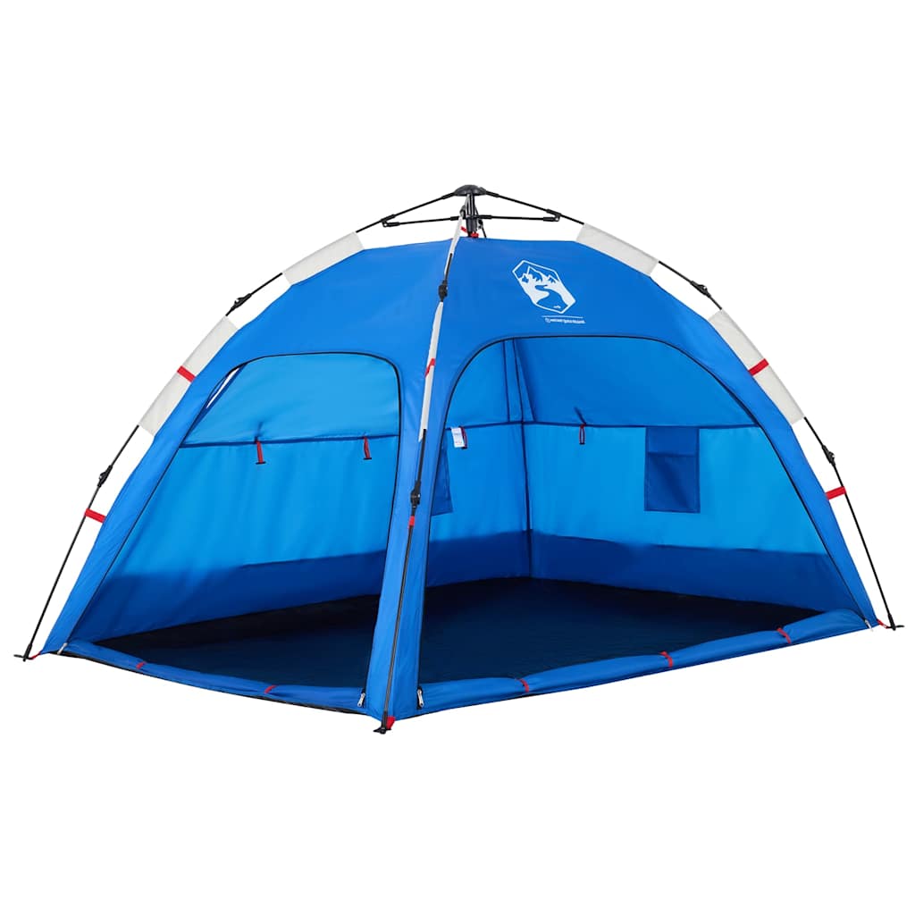 Tenda praia 2 pessoas libertação rápida impermeável azul ciano