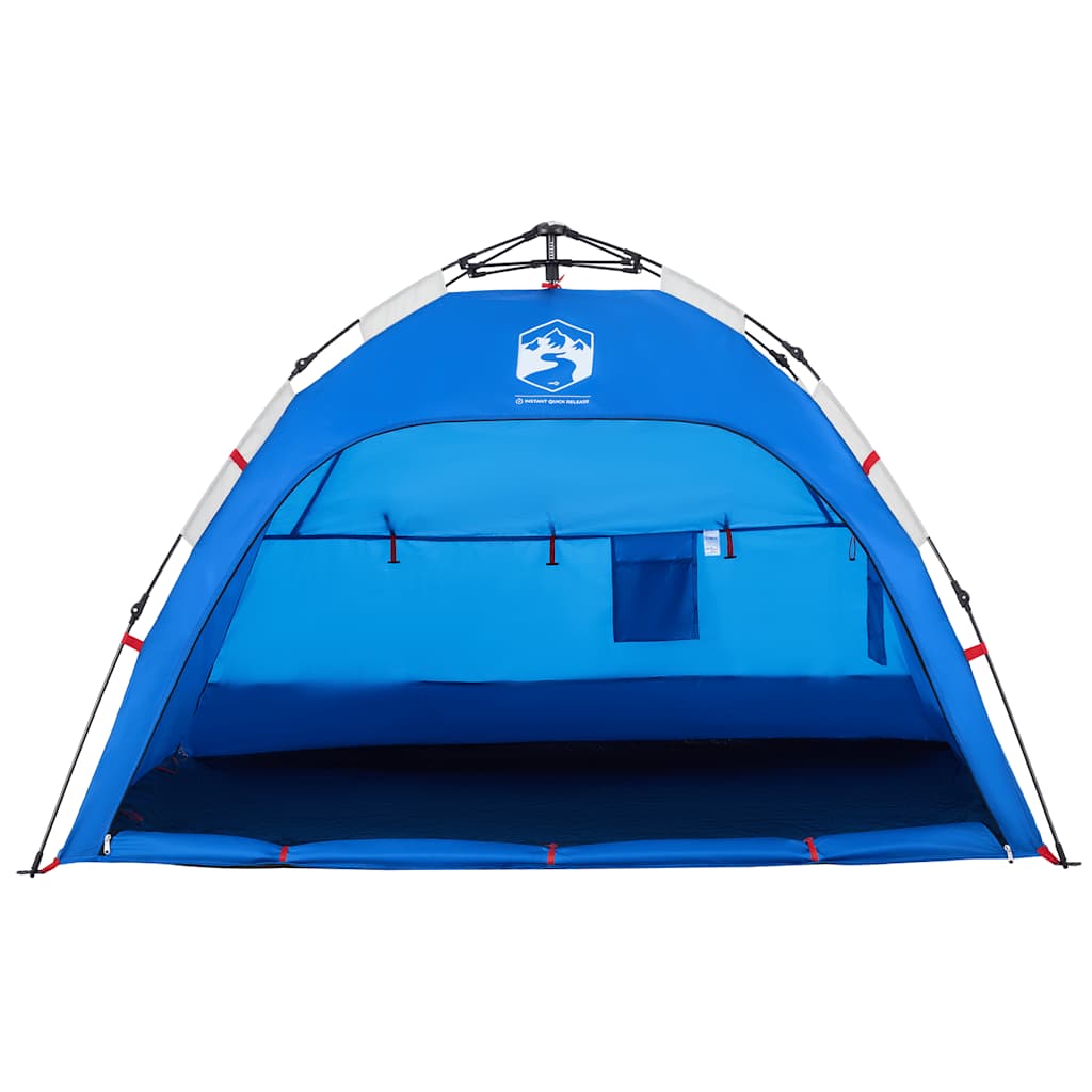 Tenda praia 2 pessoas libertação rápida impermeável azul ciano