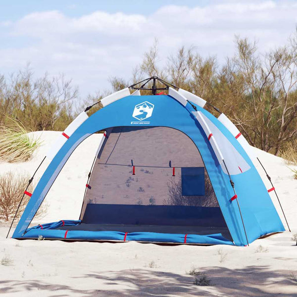 Tenda praia 2 pessoas libertação rápida impermeável azul ciano