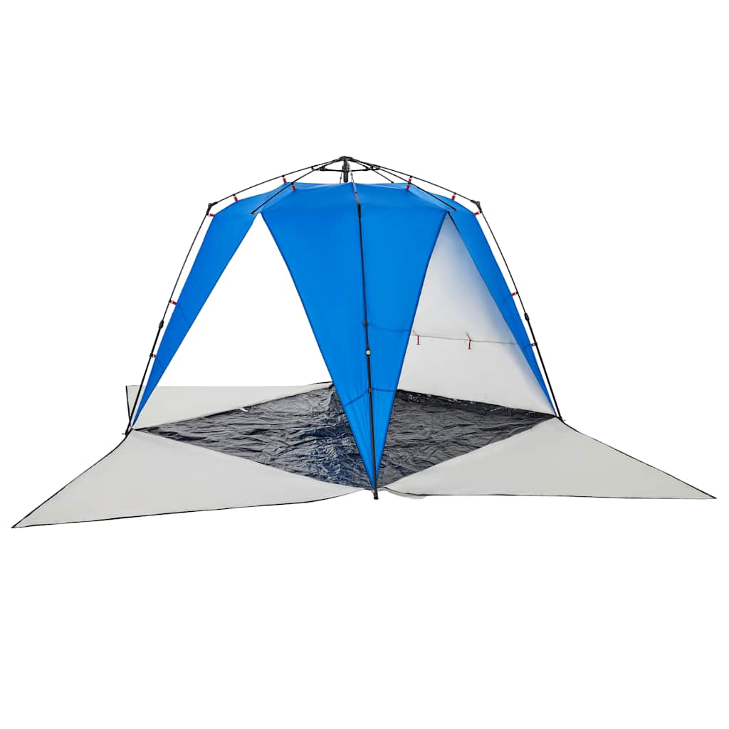 Tenda praia 4 pessoas libertação rápida impermeável azul ciano