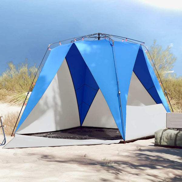 Tenda praia 4 pessoas libertação rápida impermeável azul ciano