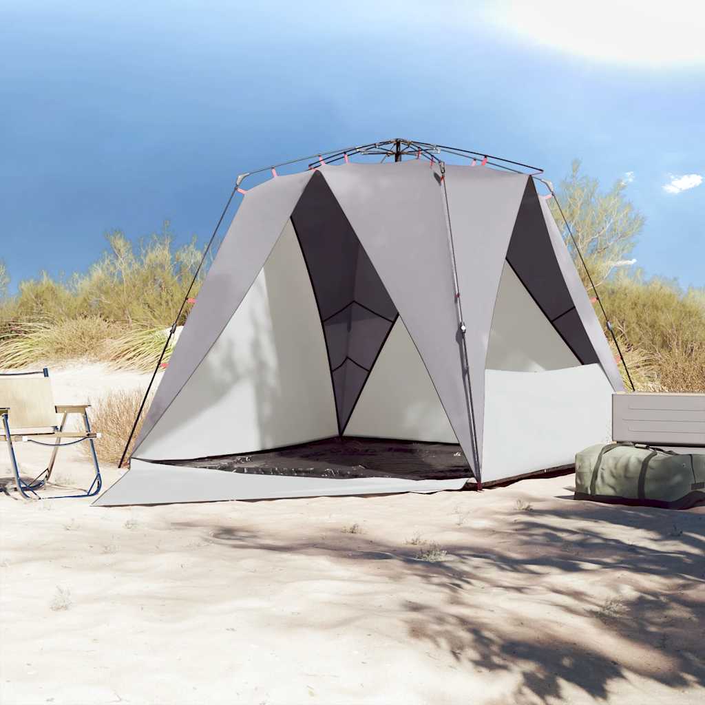 Tenda praia 4 pessoas libertação rápida impermeável cinzento