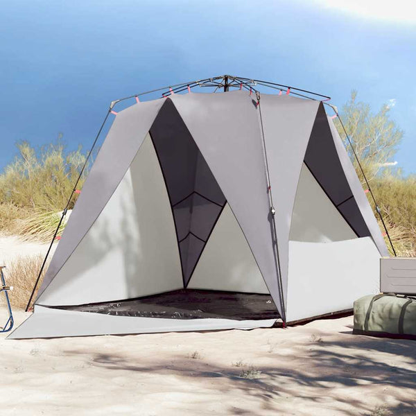 Tenda praia 4 pessoas libertação rápida impermeável cinzento