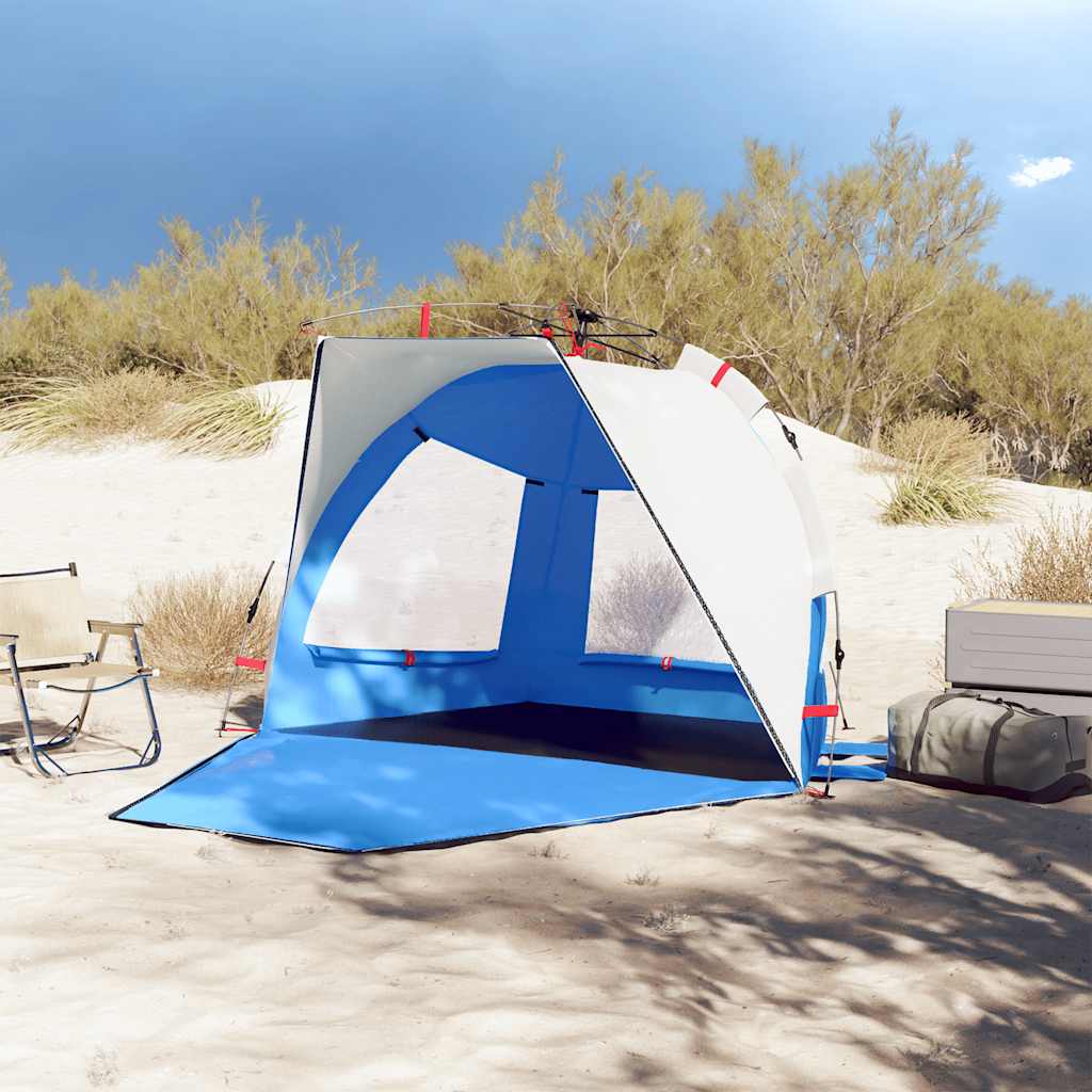 Tenda praia 2 pessoas libertação rápida impermeável azul ciano
