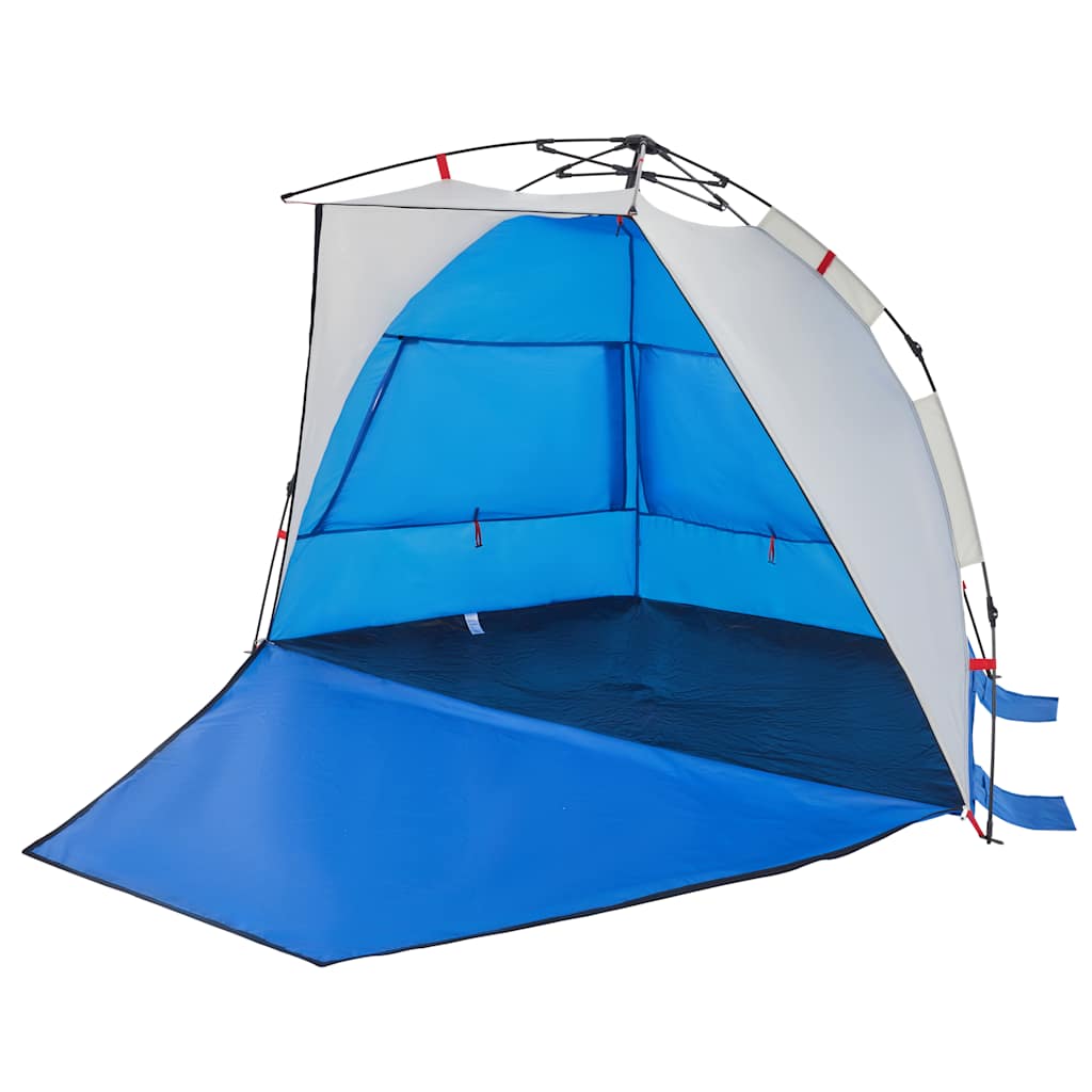 Tenda praia 2 pessoas libertação rápida impermeável azul ciano