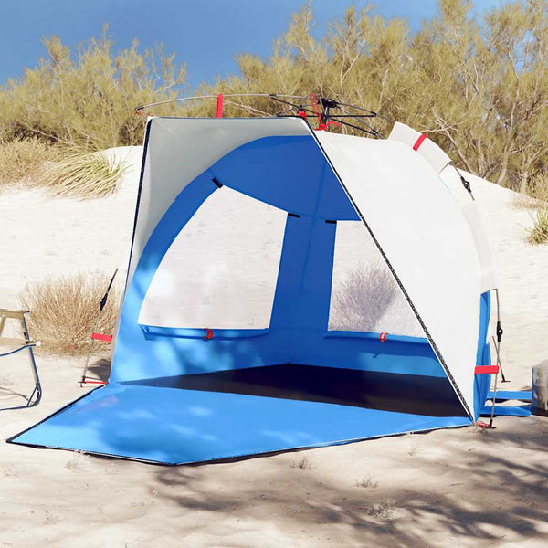 Tenda praia 2 pessoas libertação rápida impermeável azul ciano