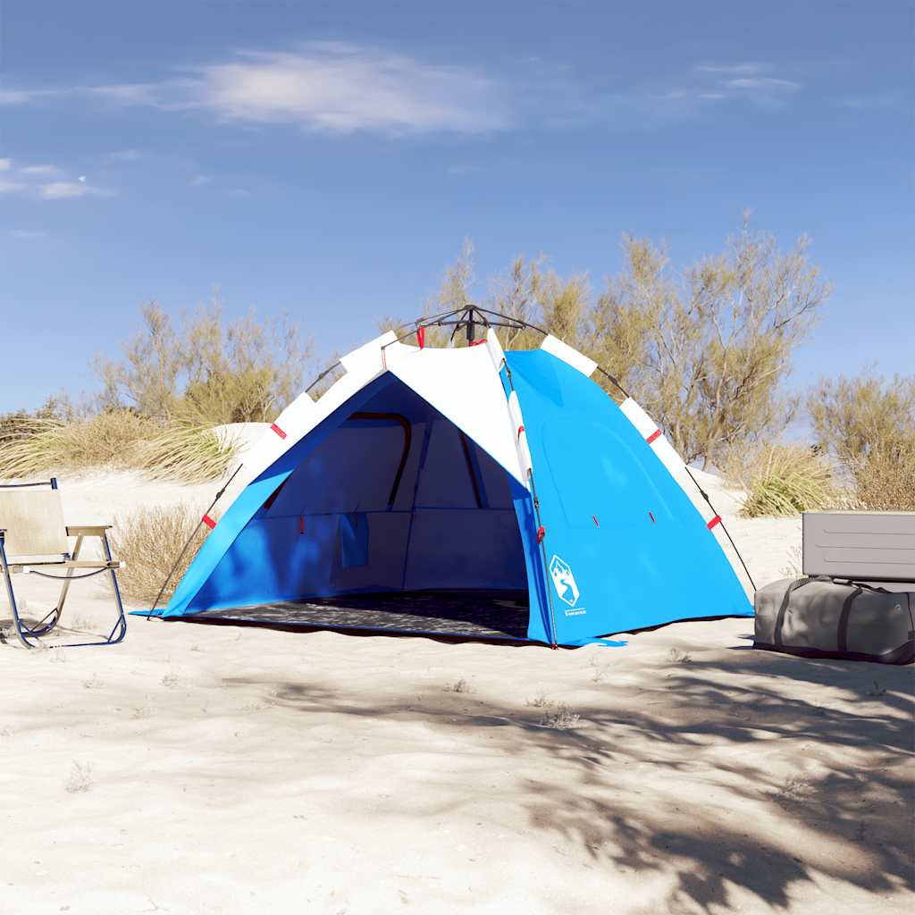 Tenda praia 3 pessoas libertação rápida impermeável azul ciano
