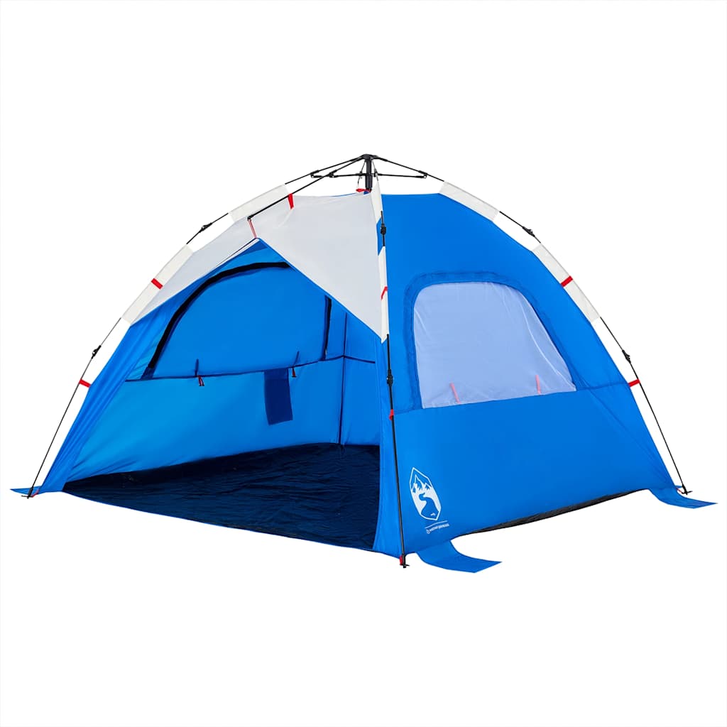 Tenda praia 3 pessoas libertação rápida impermeável azul ciano