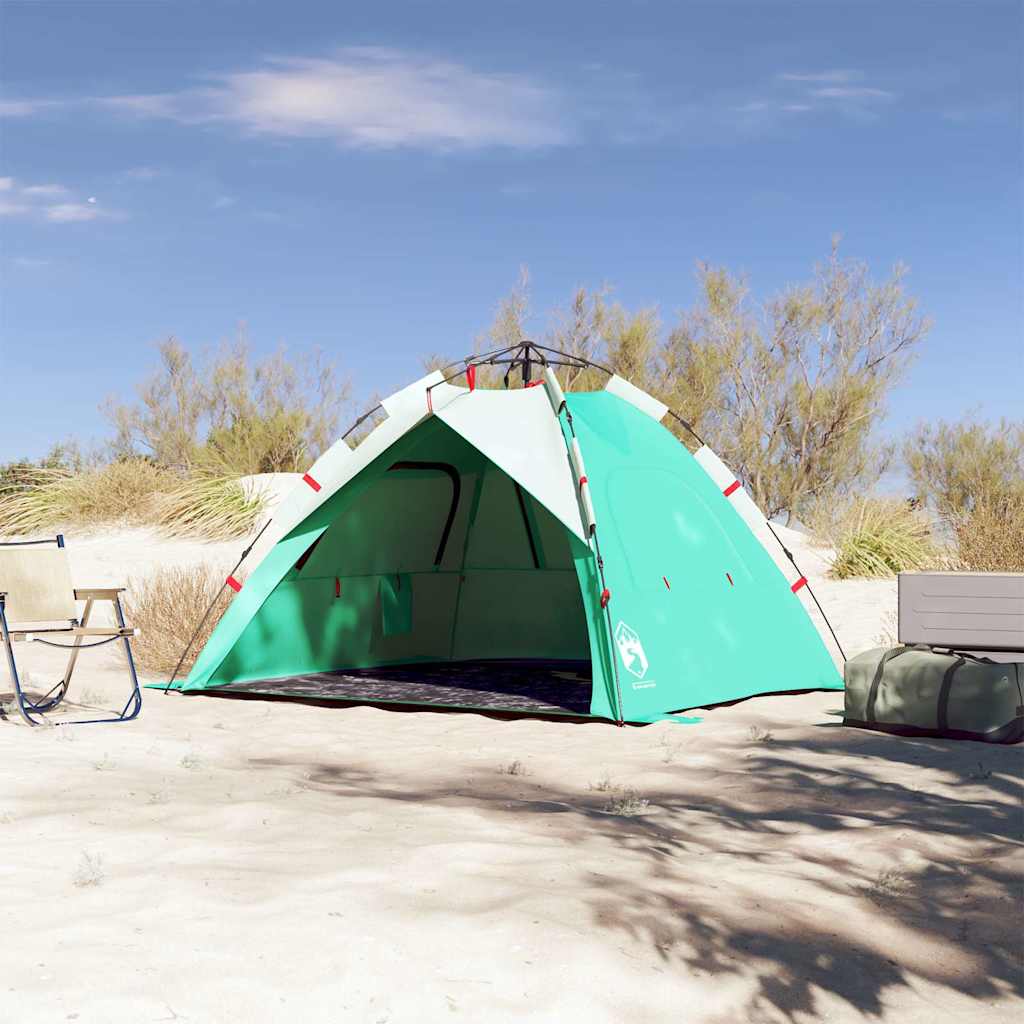 Tenda praia 3 pessoas libertação rápida impermeável verde mar