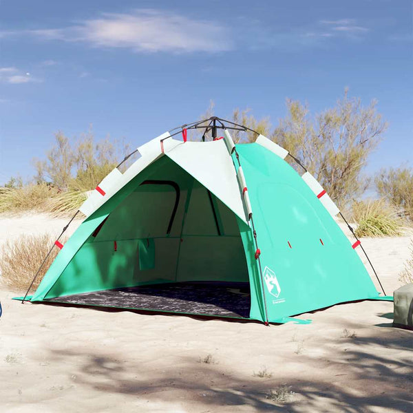 Tenda praia 3 pessoas libertação rápida impermeável verde mar