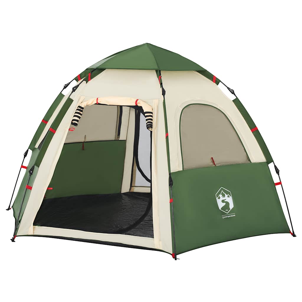 Tenda de campismo cabana para 4 pessoas libertação rápida verde