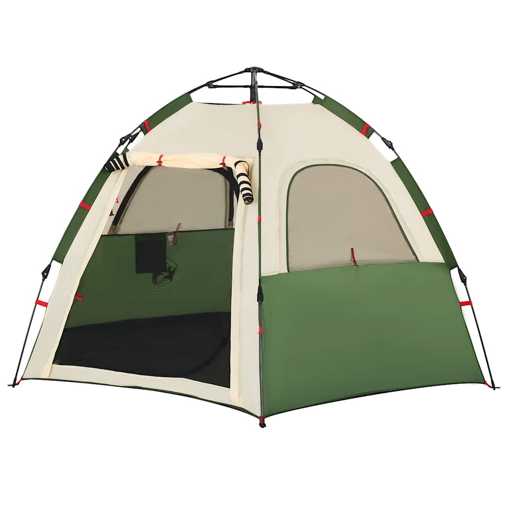 Tenda de campismo cabana para 4 pessoas libertação rápida verde