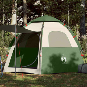 Tenda de campismo cabana para 4 pessoas libertação rápida verde