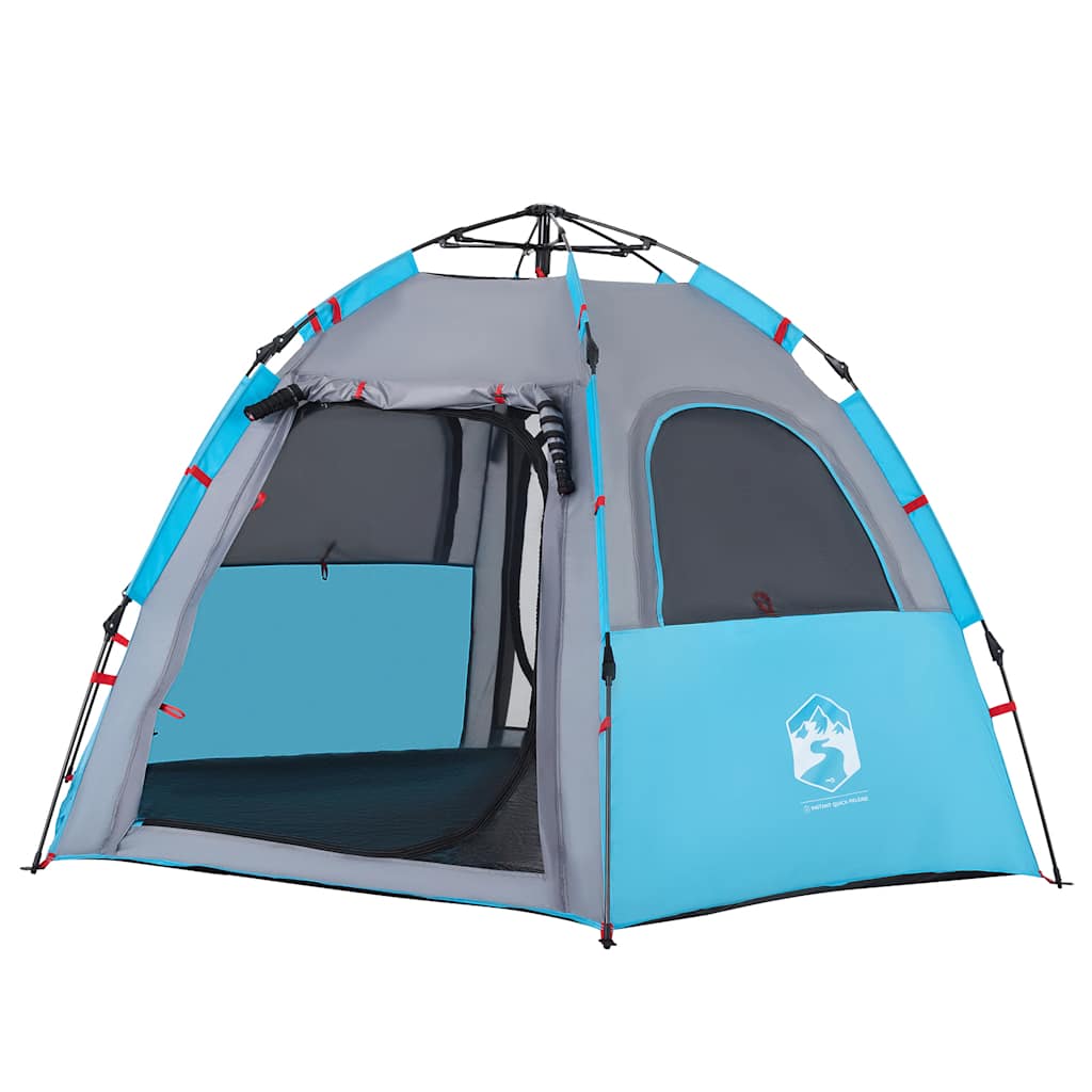 Tenda de campismo cabana para 4 pessoas libertação rápida azul