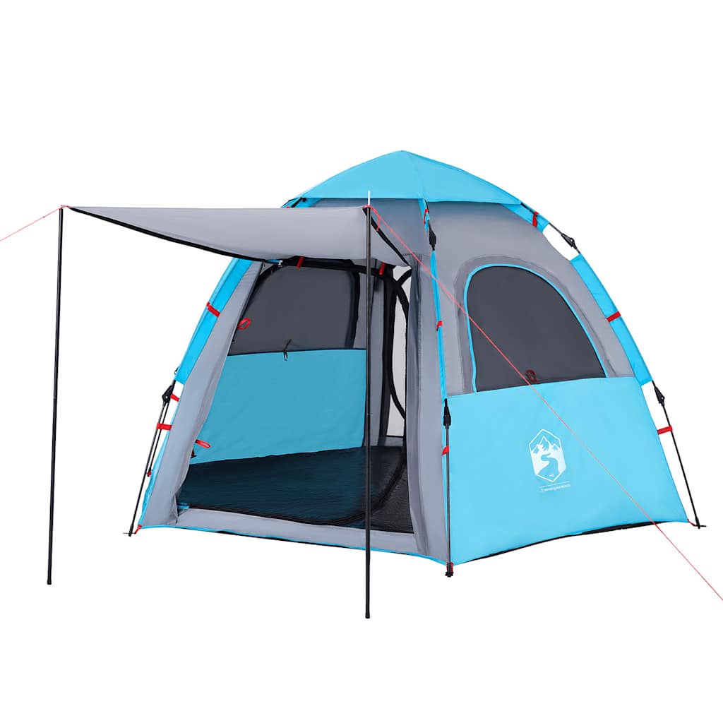 Tenda de campismo cabana para 4 pessoas libertação rápida azul