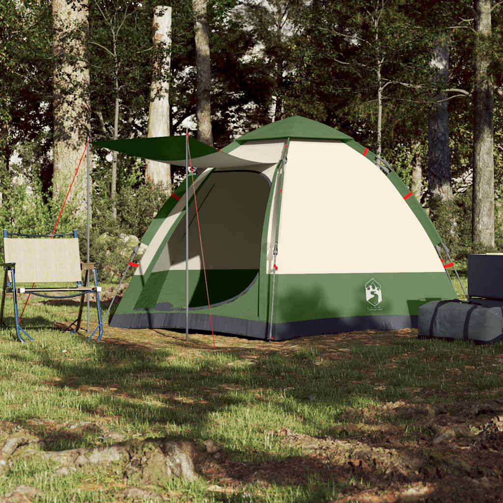Tenda de campismo cabana para 4 pessoas libertação rápida verde