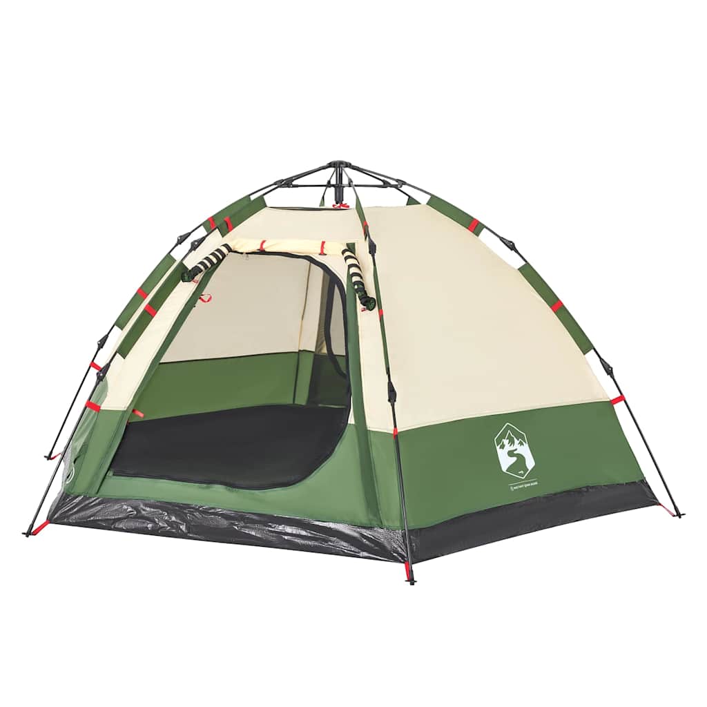 Tenda de campismo cabana para 4 pessoas libertação rápida verde