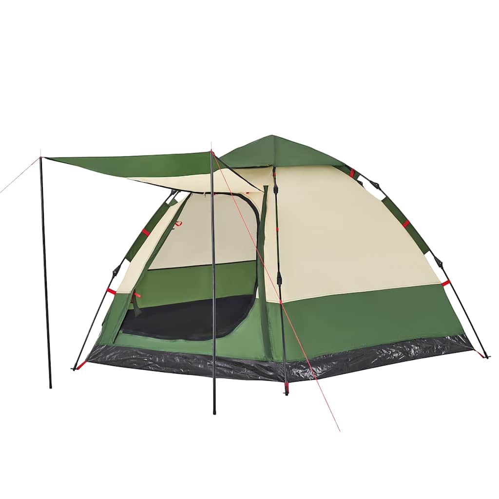 Tenda de campismo cabana para 4 pessoas libertação rápida verde