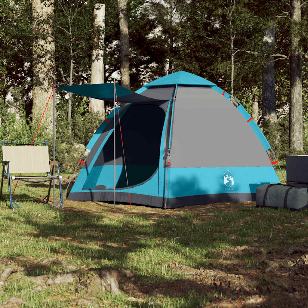 Tenda de campismo cabana para 4 pessoas libertação rápida azul