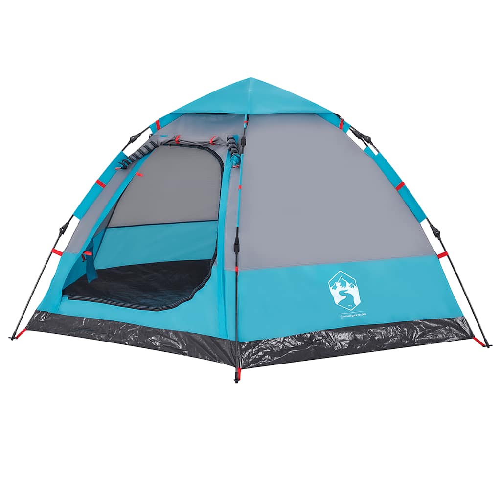 Tenda de campismo cabana para 4 pessoas libertação rápida azul