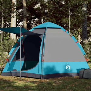 Tenda de campismo cabana para 4 pessoas libertação rápida azul