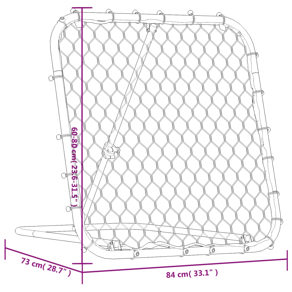 Rede de ressalto de futebol ajustável 84x73x60-80 cm aço preto