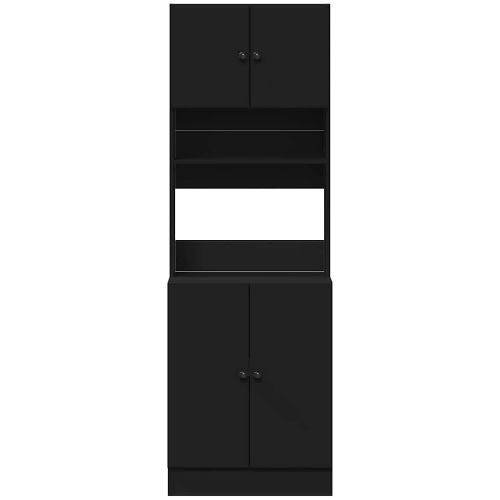 Armário de cozinha 60x50x180 cm derivados de madeira preto