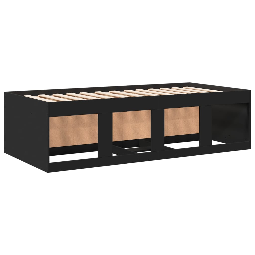 Sofá-cama com gavetas sem colchão 100x200 cm preto