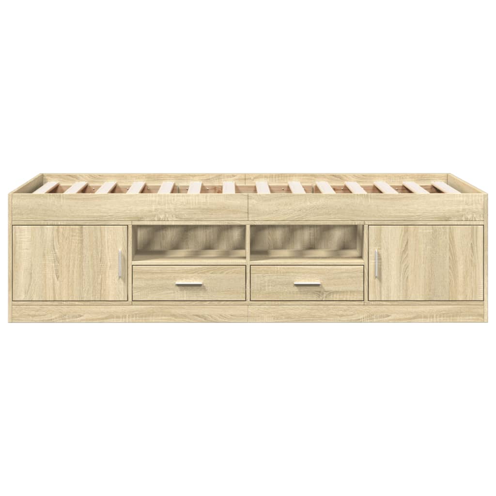 Sofá-cama com gavetas sem colchão 90x200 cm carvalho sonoma