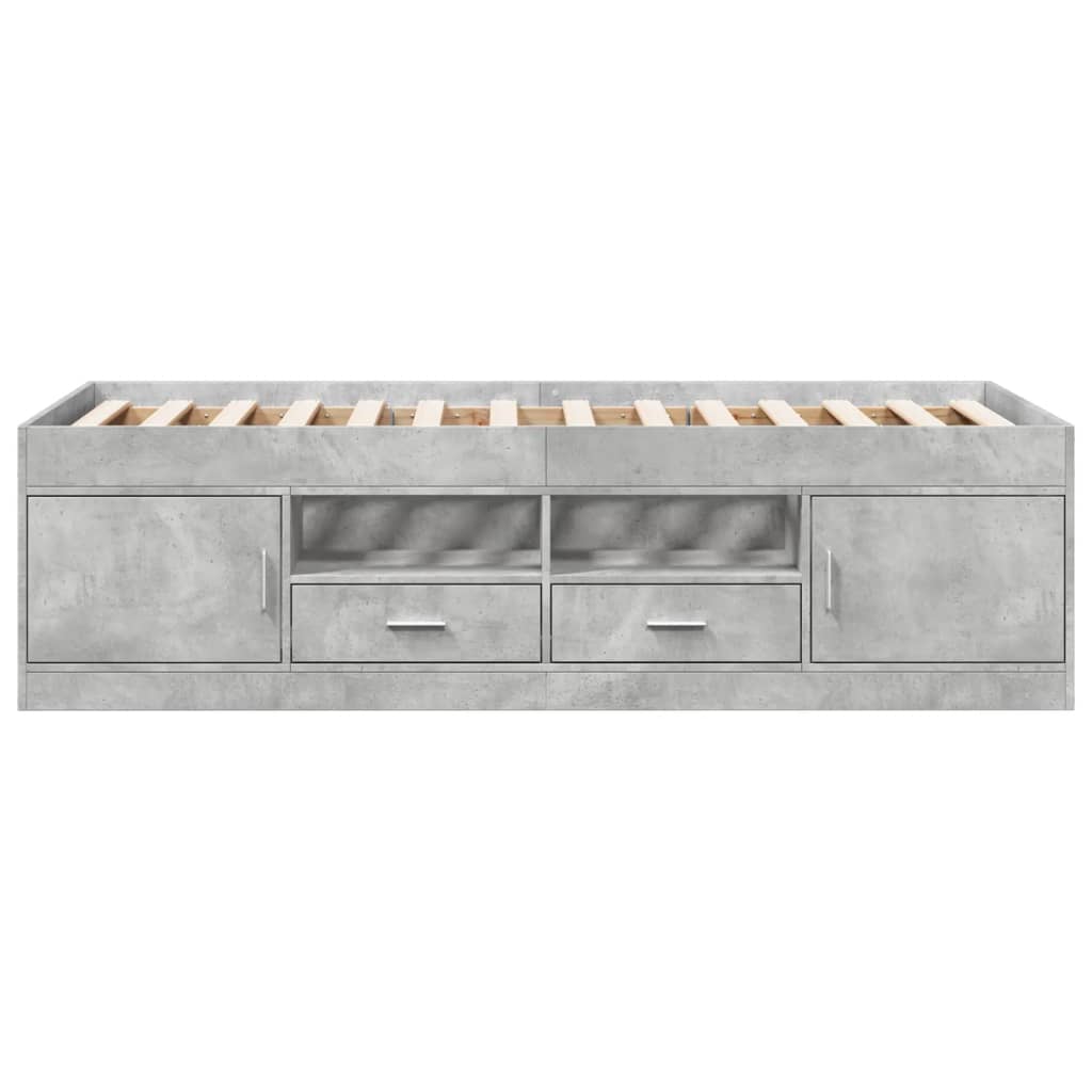 Sofá-cama com gavetas sem colchão 90x200 cm cinzento cimento