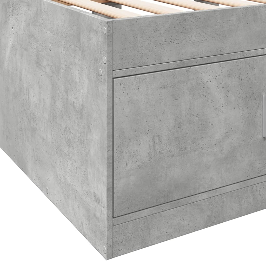 Sofá-cama com gavetas sem colchão 90x200 cm cinzento cimento
