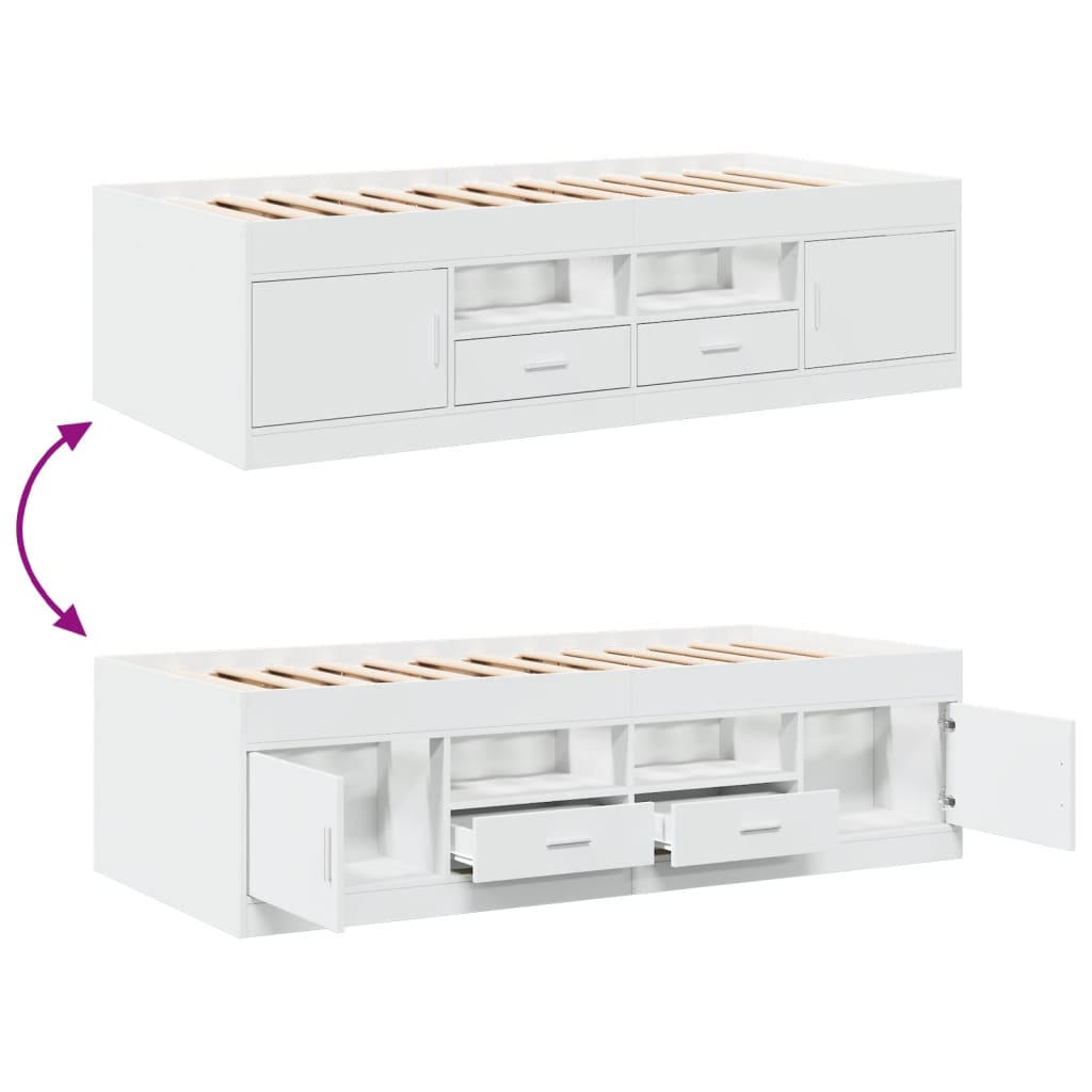 Sofá-cama com gavetas sem colchão 75x190 cm branco