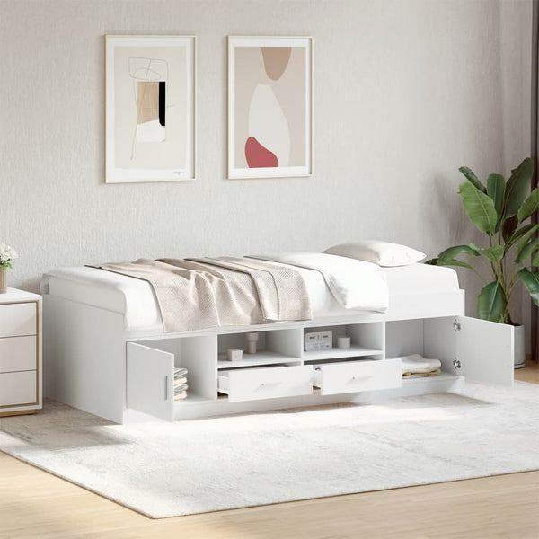 Sofá-cama com gavetas sem colchão 75x190 cm branco