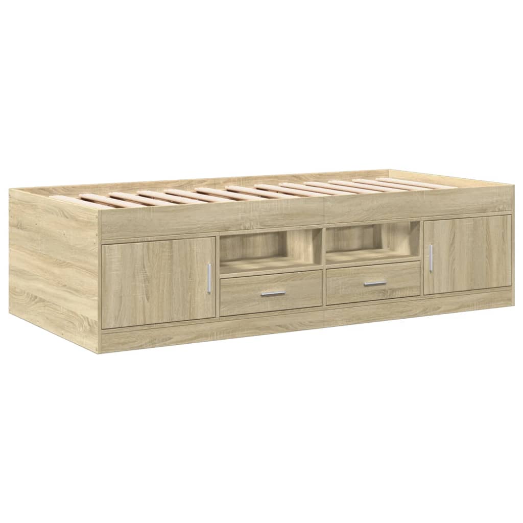 Sofá-cama com gavetas sem colchão 75x190 cm carvalho sonoma