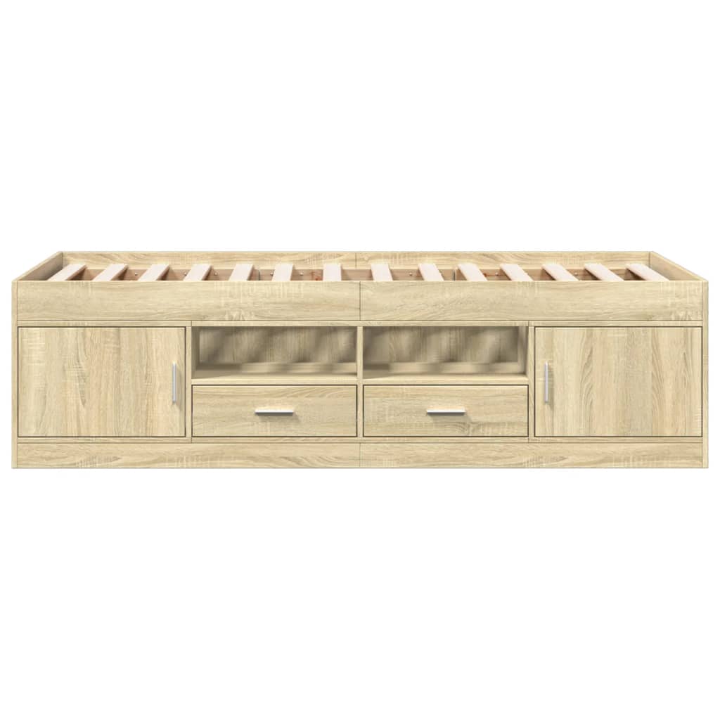 Sofá-cama com gavetas sem colchão 75x190 cm carvalho sonoma