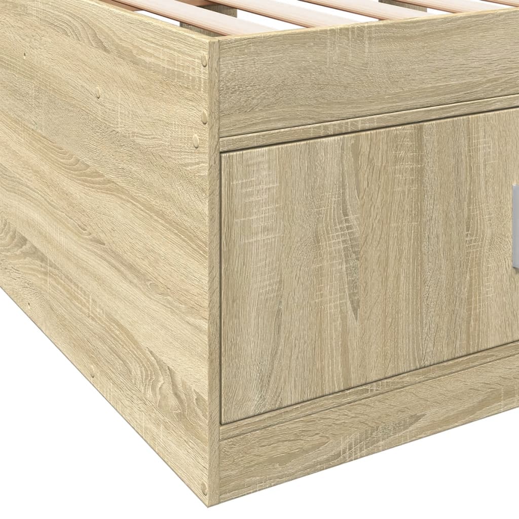 Sofá-cama com gavetas sem colchão 75x190 cm carvalho sonoma