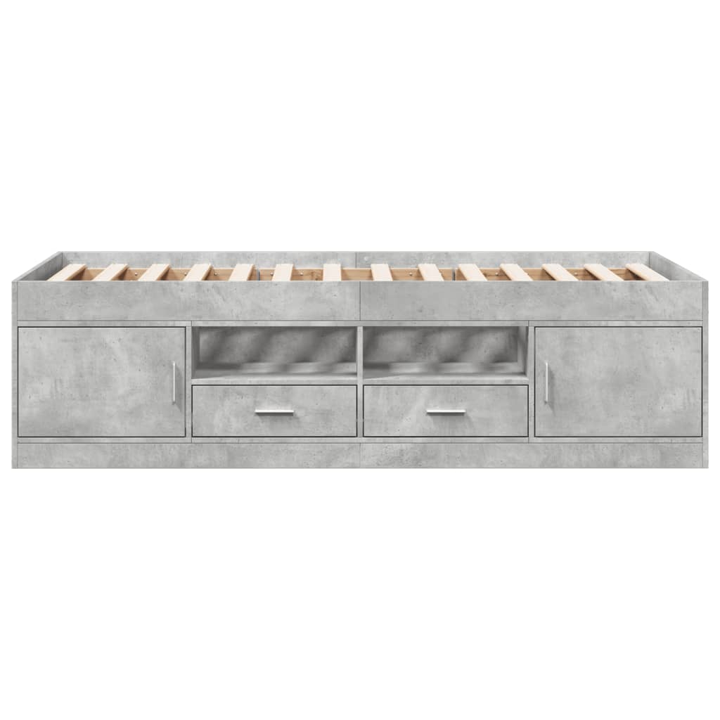 Sofá-cama com gavetas sem colchão 75x190 cm cinzento cimento
