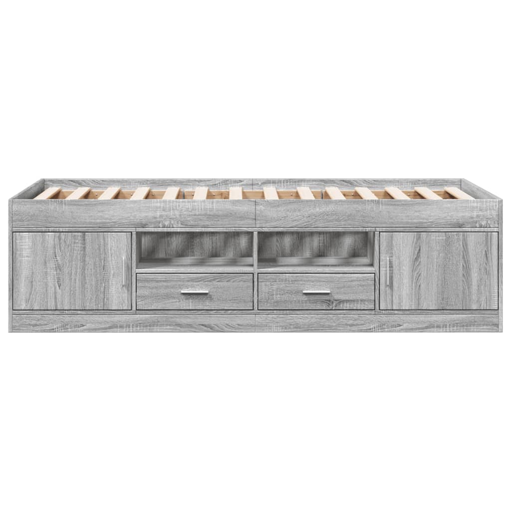 Sofá-cama com gavetas sem colchão 75x190 cm cinzento sonoma