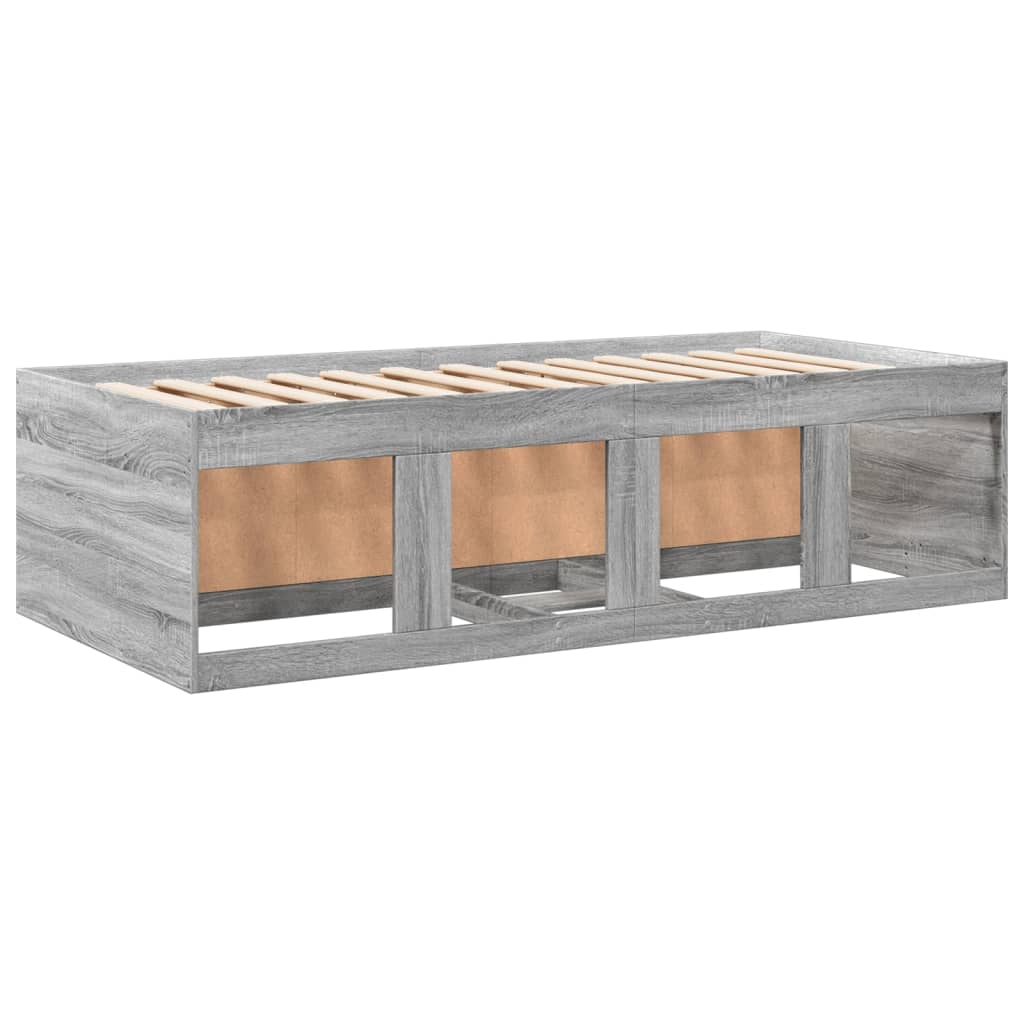 Sofá-cama com gavetas sem colchão 75x190 cm cinzento sonoma