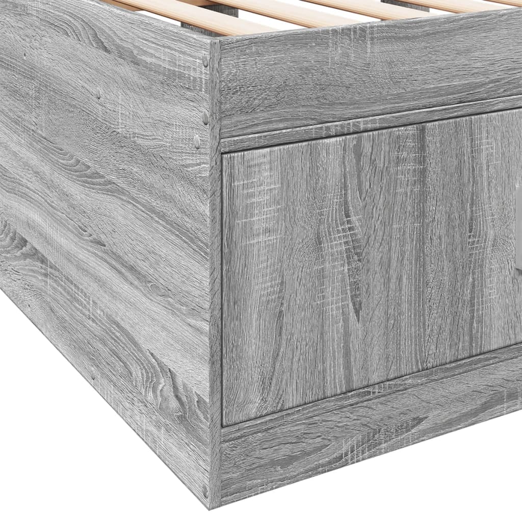 Sofá-cama com gavetas sem colchão 75x190 cm cinzento sonoma