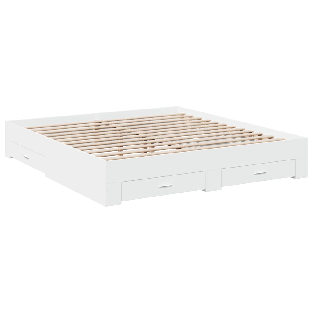 Estrutura de cama c/ gavetas 180x200cm derivados madeira branco