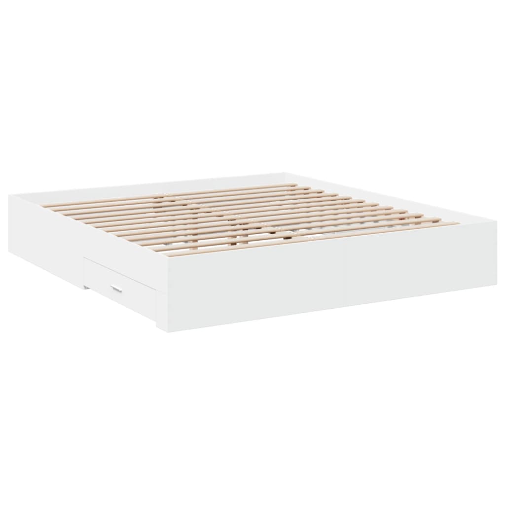 Estrutura de cama c/ gavetas 180x200cm derivados madeira branco