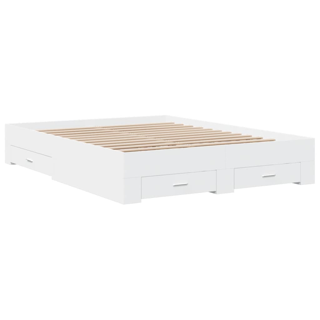 Estrutura de cama c/ gavetas 140x200cm derivados madeira branco